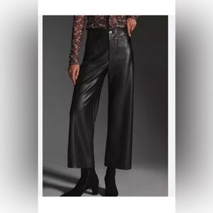 Anthropologie Maeve 32 The Colette
Cropped Wide-Leg Faux Leather Pants Black
NWT